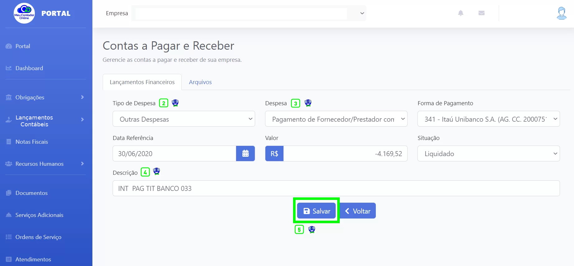 Editar Despesas 2 Salvar