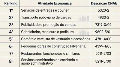 CNAEs Mais Registrados em 2025 - Meu Contador Online