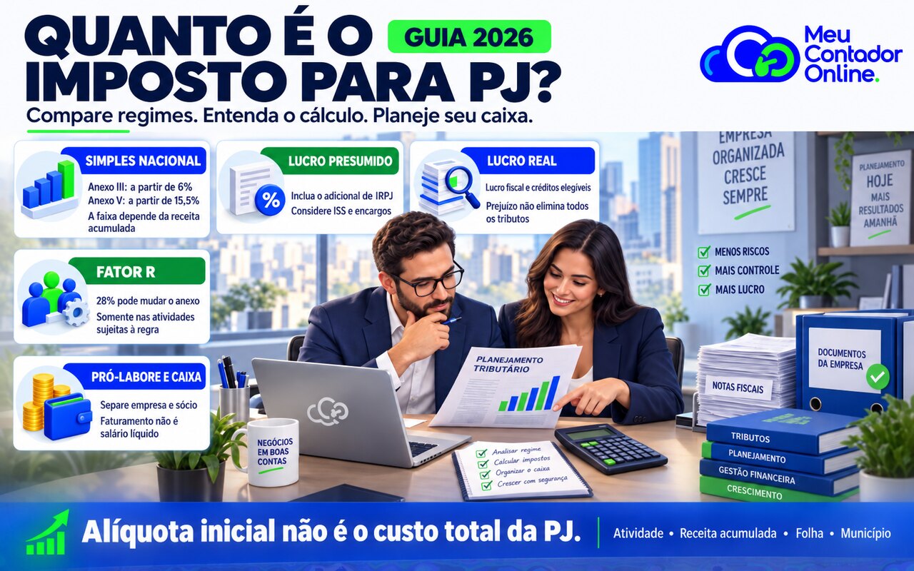 Quanto é o imposto para PJ? - Meu Contador Online