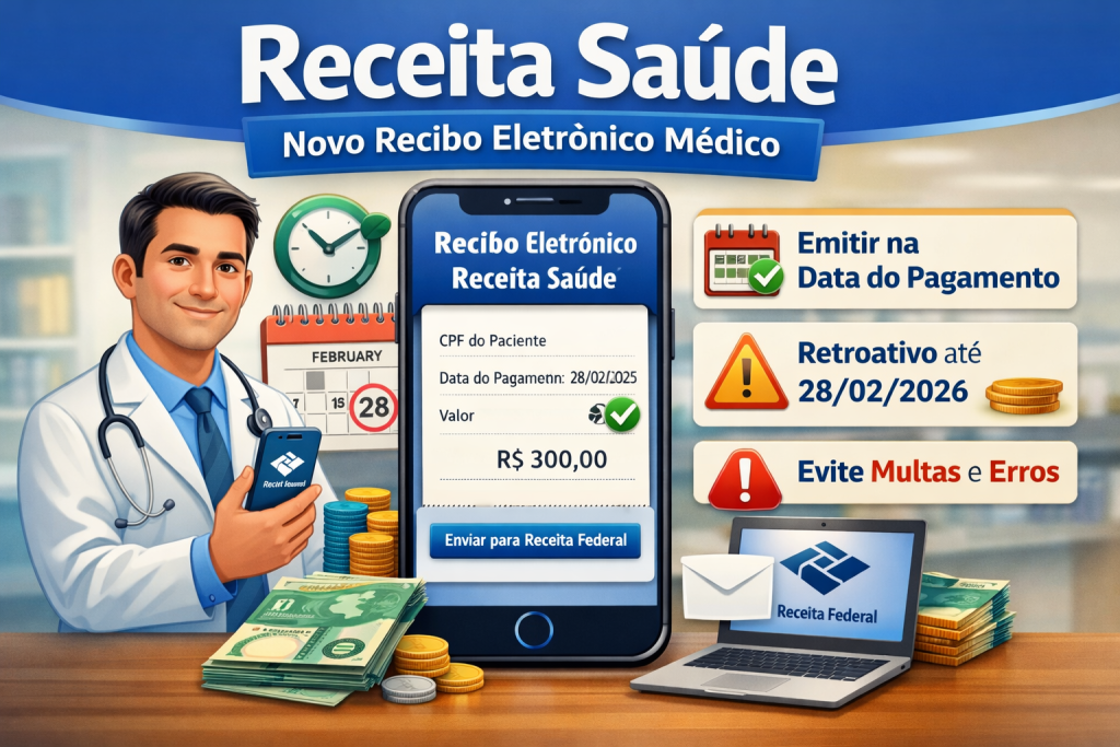 Receita Saúde: como emitir o recibo eletrônico médico, prazos, retroativo e multa (2026) - Meu Contador Online