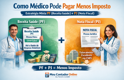 Como médico pode pagar menos imposto com estratégia mista PF (Receita Saúde) + PJ (Nota Fiscal) - Meu Contador Online