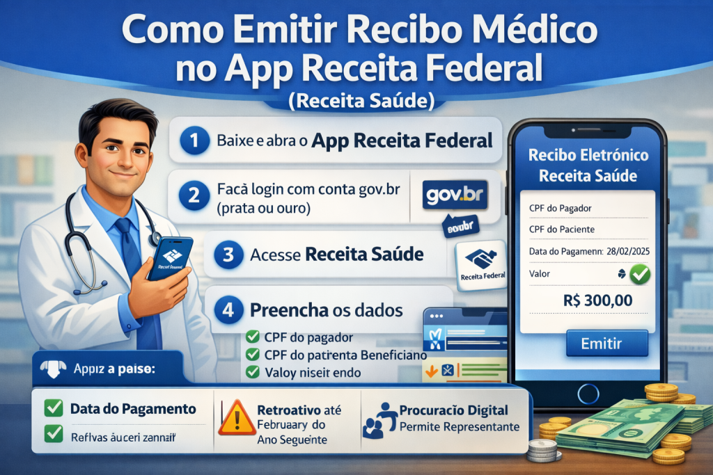 Como emitir recibo médico no app Receita Federal (Receita Saúde): passo a passo completo (2026) - Meu Contador Online