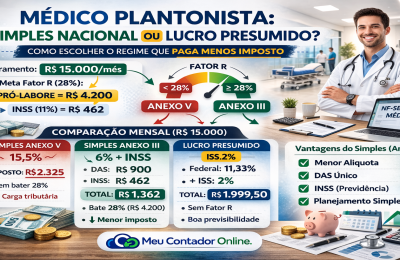 Médico plantonista: Simples Nacional ou Lucro Presumido? (Guia completo para iniciante – R$ 15.000/mês) - Meu Contador Online
