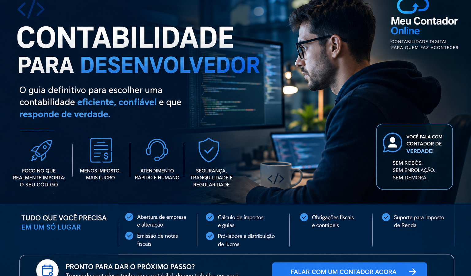 Contabilidade para Desenvolvedor: por que escolher o contador certo muda tudo - Meu Contador Online