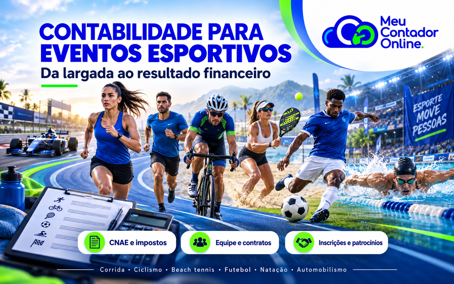 Contabilidade para eventos esportivos: corrida, ciclismo, beach tennis, futebol, natação e automobilismo — Meu Contador Online