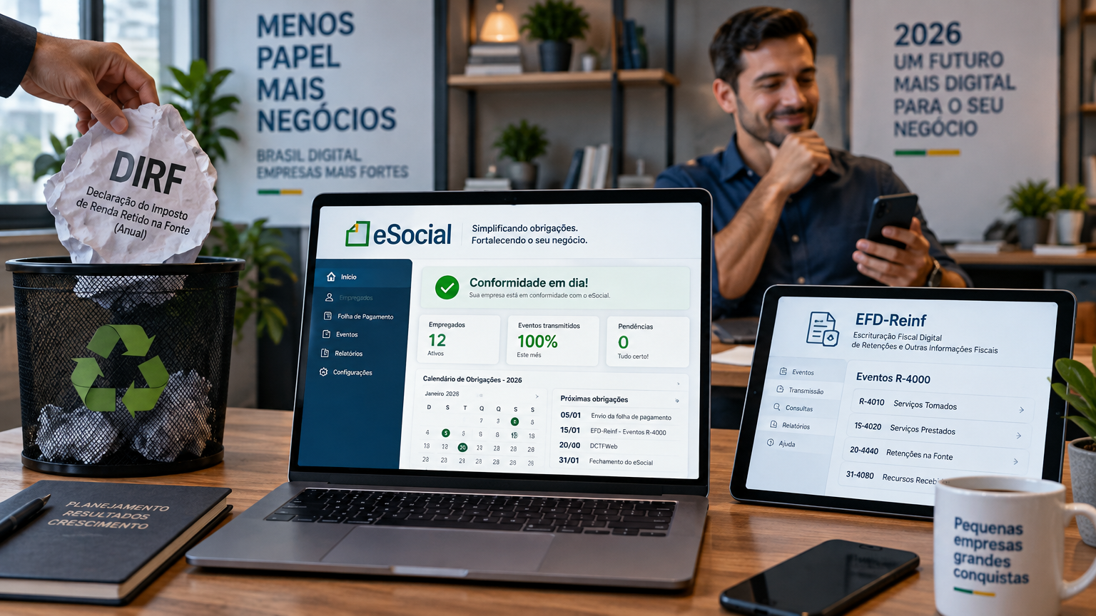 eSocial 2026: O Que Mudou para Pequenas Empresas Após a Extinção da DIRF - Meu Contador Online