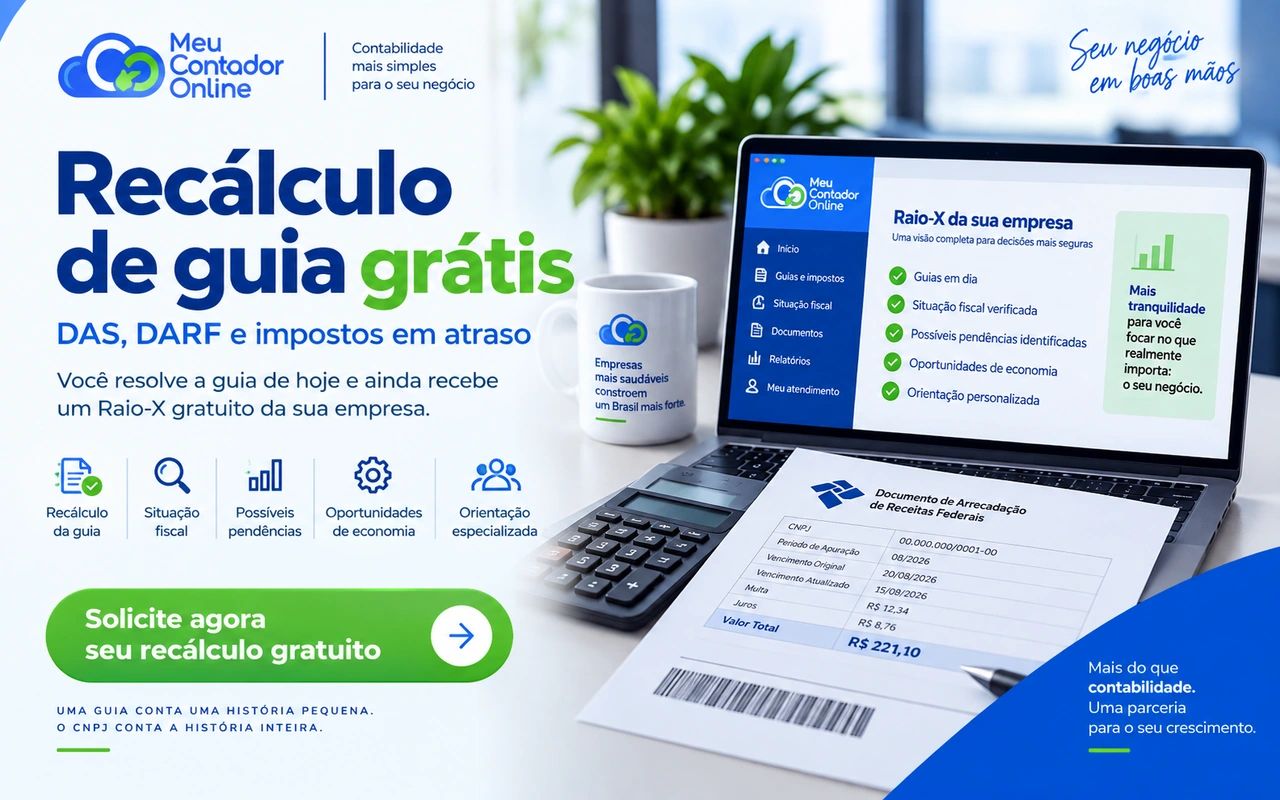 Recálculo de Guia Grátis: DAS, DARF e Impostos em Atraso - Meu Contador Online