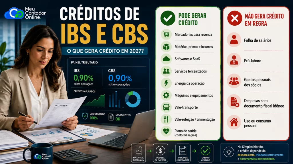Créditos de IBS e CBS em 2027: despesas que podem gerar crédito e despesas que não geram crédito
