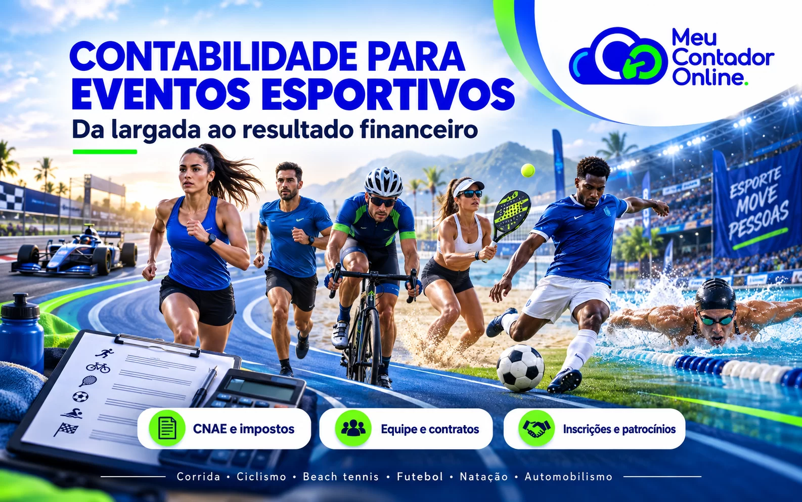 Contabilidade para eventos esportivos: corrida, ciclismo, beach tennis, futebol, natação e automobilismo — Meu Contador Online
